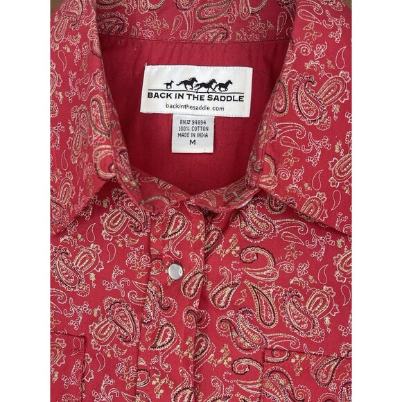 Back in the Saddle Short Sleeve Button Down sz Medium Pearl Snap - Picture 4 of 7